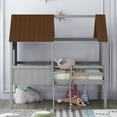 thumbnail image 2 of Harper & Bright Designs Wood House Bed Twin Size Low Loft Bed with Two Side Windows, Guardrail and Ladder for Girls Boys, Gray +Brown, 2 of 10