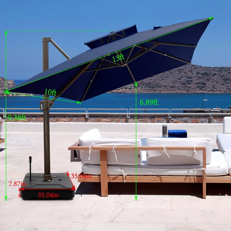 Pellebant 10 x 13 Feet Outdoor Offset Cantilever Hanging Patio Umbrella -  Walmart.com