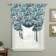 thumbnail image 2 of Teal Blue Floral Tie Up Curtains for Windows, Adjustable Balloon Window Shades, Farmhouse Vintage Country Flower Kitchen Window Treatments Farmhouse Short Curtains with Rod Pocket 42"x45", 2 of 8