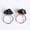 Obsidian, variant on Adjustable Crystal Ring: Geometric Design in Gold and Silver with Oval Elements, Featuring Amethyst, Citrine, Pink Crystal, and More