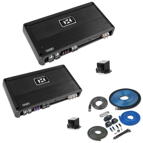 NVX XQA10004 4-Channel Car Amplifier& NVX XQA6001 Monoblock Amplifier with Amp Kit 1000w Peak