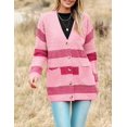 thumbnail image 4 of Zeagoo Women' Cardigans Long Sleeveless Sweater Button Down Open Front Colorblock Clothes, 4 of 5