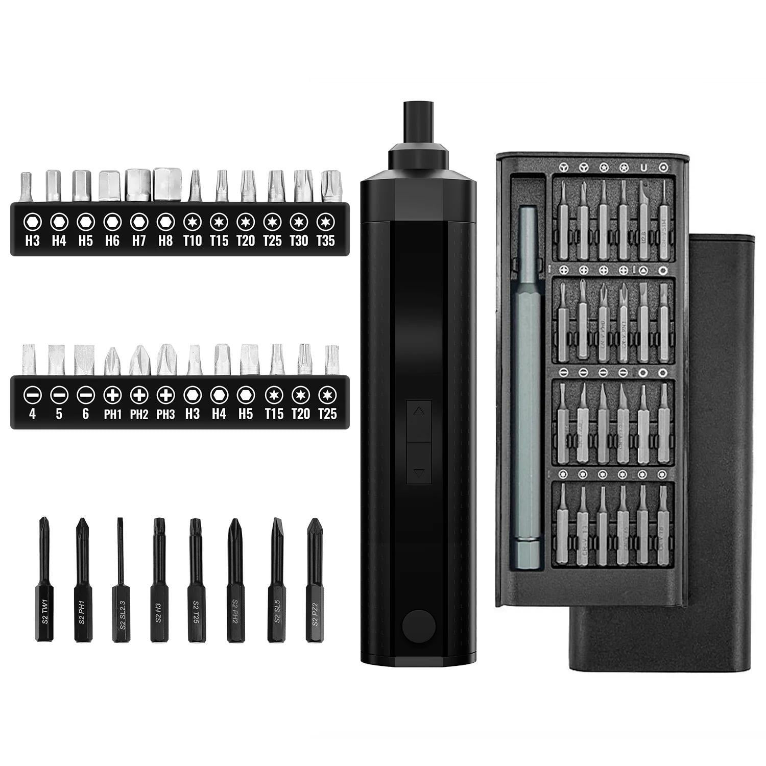 STORGENER Mini Electric Screwdriver,56-Bit Magnetic Precision Set with LED Light to Tackle Any Project from Watches to Laptops