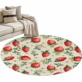 thumbnail image 2 of Red Strawberry 3ft Area Rug, Summer Fruits Farmhouse Leaves Floral Retro Washable Non-Slip Small Round Rugs for Entryway Bedroom Kitchen, Soft Circle Carpet for Dining Room, Playroom Nursery Rug, 2 of 9