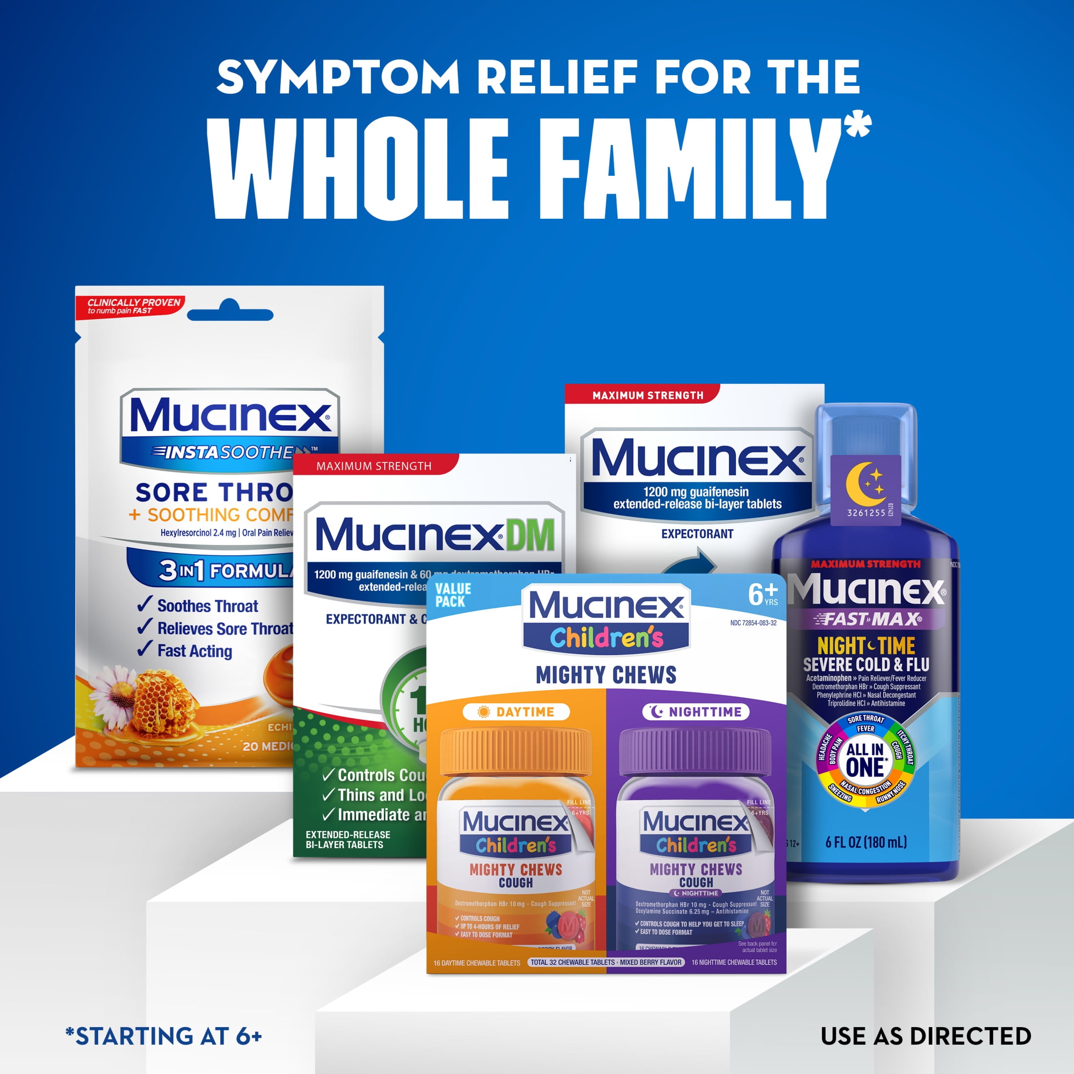Mucinex Children's Mighty Chews Cough Relief chewable tablets, Mixed Berry Flavor, Combo Pack