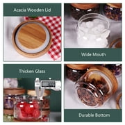 8 Pcs Spice Containers 8.5oz Glass Spice Jars With Acacia Lid and Labels - Stackable Empty Round Spice Canister for Kitchen
