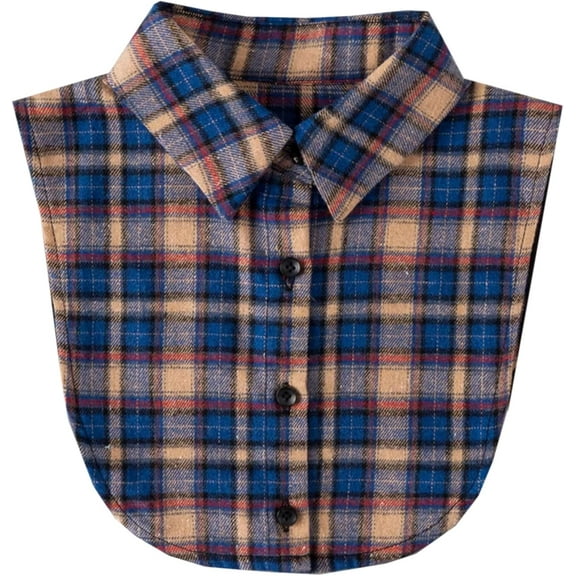 YooGuoGuo Kids Plaid Tartan Detachable Half Shirt Blouse False Collar Dickey Collar for Girls and Boys (NID231204-Blue)
