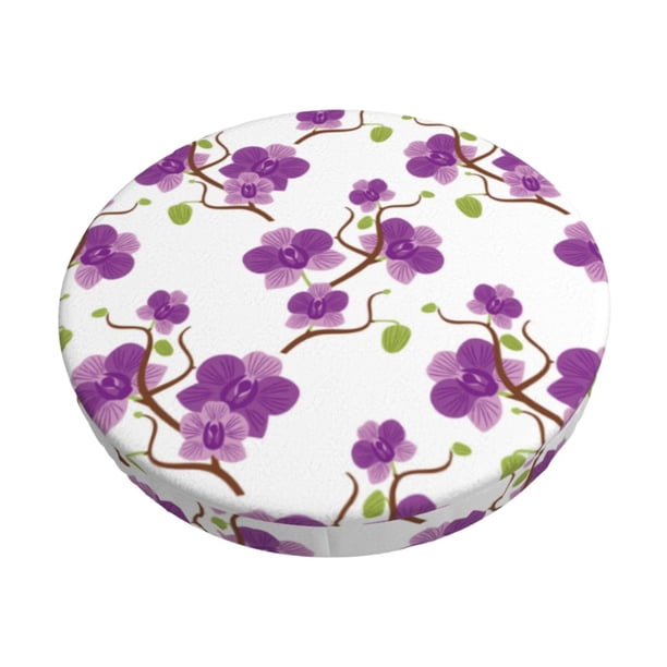 Balery Orchids Flowers Fundas de asiento para taburete de bar redondo de tela de terciopelo ajustables que protegen de arañazos y manchas para sillas de 14 a 17 pulgadas.-12 inch