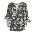 thumbnail image 5 of Helii Womens Flared Sleeve Shirt Boho Print V Neck Dressy Casual Tops Trendy Flowy Loose Blouse Fashion Daily Wear Outfits Spring Summer S-3XL, 5 of 5
