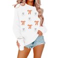 thumbnail image 4 of Peichun Women's Oversized Halloween Sweatshirts Colorful Sequin Ghost and Bow Graphic Crew Neck Pullover Tops Vintage Print Drop Shoulder Loose Cozy Fall Winter Hoodless Sweatshirt 3-White XL, 4 of 4