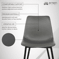 thumbnail image 2 of Monte Contemporary Dining Chair in Gray Faux Leather with Black Metal Legs, 2 of 10