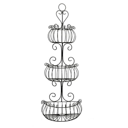 Hanging Wall Baskets For Bathroom J Miles CO JMiles UH-WB231 3 Tier Decorative Black Wire Basket - Freestanding or Hanging Wire Basket ()
