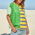 thumbnail image 4 of Women's Striped T Shirts Color Block Crewneck Short Sleeve Tshirts Casual Summer Tops Loose Fit Cozy Tees (M, Yellow), 4 of 8