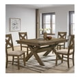 thumbnail image 7 of Roundhill Furniture Raven Cross Back Upholstered Dining Chairs in Glazed Pine Brown Finish, Set of 2, 7 of 7