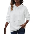 thumbnail image 3 of Female Hoodies Oversized Hooded Sweatshirt Casual Long Sleeve Drawstring Pullover Tops White M, 3 of 10