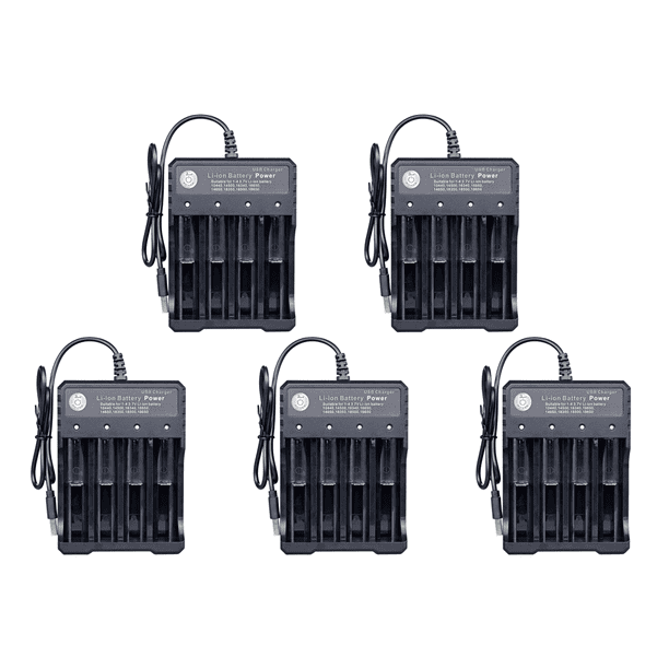 Cargador 18650 4 Ranuras Independientes Alimentación USB para Batería Li-Ion 3.7V 14500 rojo