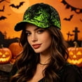 thumbnail image 5 of Gothic Flame Baseball Cap, Adjustable Curved Bill Hat, Spooky Party Accessory for Men Women, Black Fire Embroidered Cap, Alternative Streetwear​, Green, 5 of 6