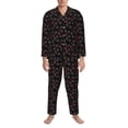 thumbnail image 3 of Balery Love Valentine's skull Pijama para Hombre de Dos Piezas con Manga Larga, Conjunto de Dormir y Descanso Suave con Bolsillos-Small, 3 of 7