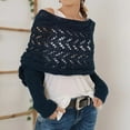 thumbnail image 2 of Soumake Knitted Cable Wrap with Sleeves Solid Color Hollow Twist Crochet Pattern Women Shawl Scarf Bohemian Style Sweater Scarf, 2 of 5