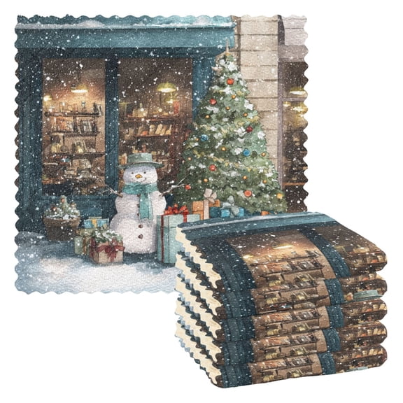 6 Pieces of Kitchen Towels 11x11Inch Kitchen Dish Cloths Kitchen Dish Towels Reuseable Cleaning Cloths Christmas Snow Night