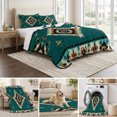thumbnail image 6 of Full Quilt Set 78''x90'', Green Southwestern Lightweight Summer Bedspread Coverlet Set with 2 Pillow Shams, Boho Ethnic Geometric Retro Breathable All Season Quilt Bedding for Bedroom/Guest Room, 6 of 9