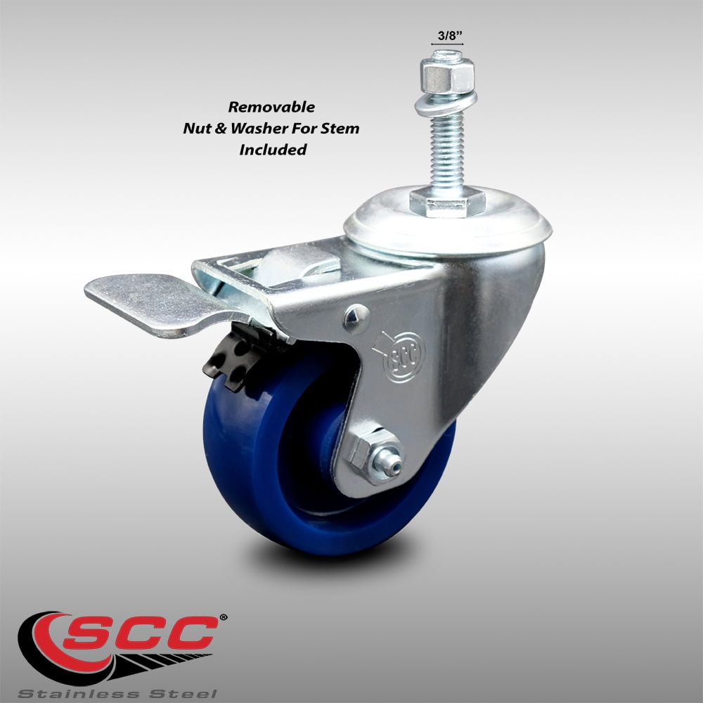 Stainless Steel Solid Polyurethane Swivel Threaded Stem Caster w/3.5" x