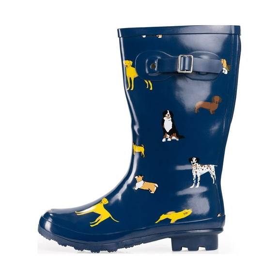 Norty Women's Hurricane Rain Boots – Waterproof Mid-Calf Length 11 inch Rubber Winter Spring and Garden Boots - runs a 1/2 size large