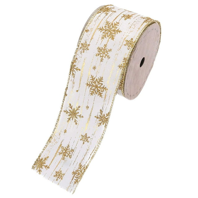 Visland 1 Roll Lightweight Ribbon Comfortable Polyester Decorative Christmas DIY Glitter Ribbon for Home
