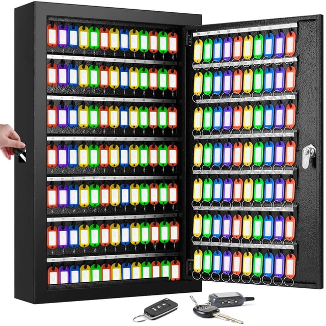 Key Lock Box Oepmoc, 175 llaves, soporte de pared antirrobo, color negro