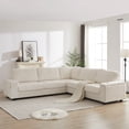 thumbnail image 2 of 110" Oversized Sectional Couch, L-Shaped 5-Seater Modular Sofa With Two Storage Spaces, Charging Ports and Cup-Holders, Comfy Corduroy Upholstered Couches for Living Room, 2 of 7