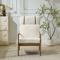 Christopher Knight Home Mid-Century Modern Accent Chair, Solid Wood Frame with High Back, Beige Boucle Cushions