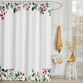 thumbnail image 3 of Shower Curtain Watercolor Leaves Plant Shower Curtains for Bathroom Decor, Waterproof Polyester Shower Curtain Set with Hooks, Extra Long 72" x 84" Red Berries, 3 of 9