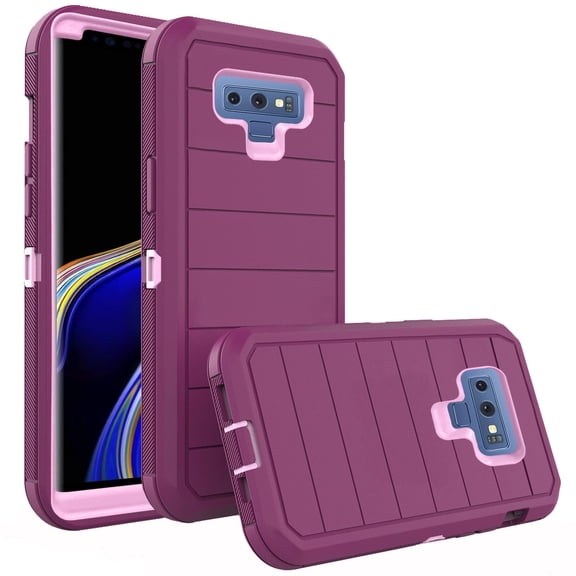 Asuwish Compatible with Samsung Galaxy Note 9 Phone Case Hybrid Rugged Shockproof Hard Protective Drop Proof Full Body Heavy Duty Mobile Cell Cover for Note9 Not S9 Women Men Purple
