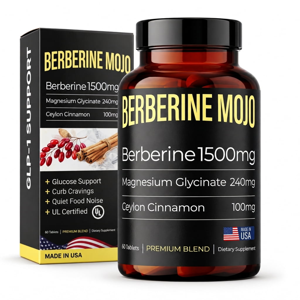 Berberine 1500mg Supplement with Magnesium Glycinate & Ceylon Cinnamon, Weight Management, Glucose & Metabolism Support, Made in USA, 60 Tablets