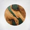 thumbnail image 4 of 20" Resin Walnut Round Side Table | Epoxy End Table | Coffee Table | Mid Century Modern Resin Walnut | Living Room Furniture | Green Color, 4 of 9