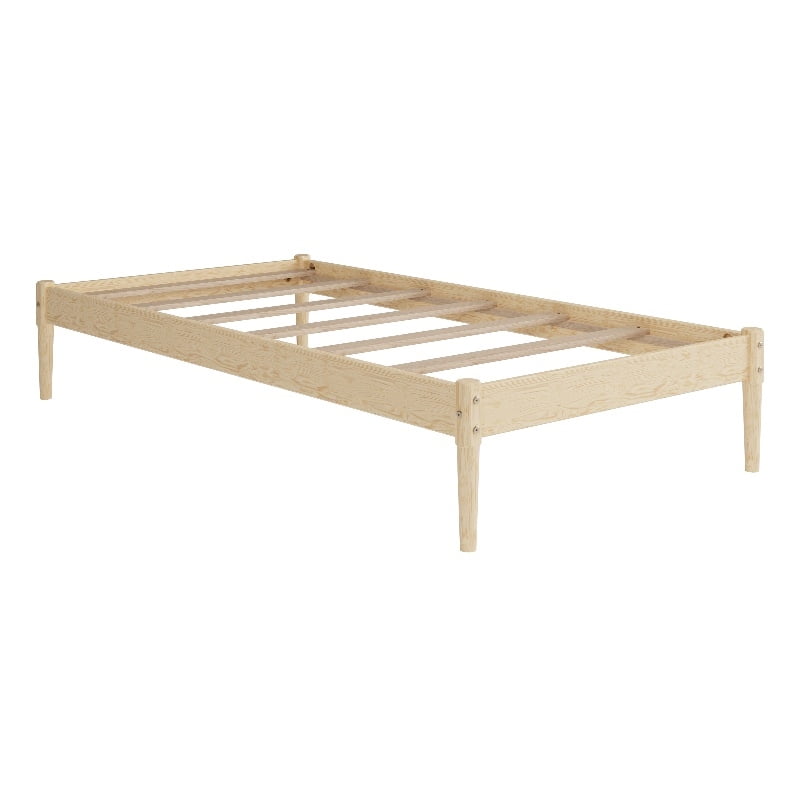DHP Remi 14" Rustic Platform Bed Frame Solid Wood Slats Twin in Natural