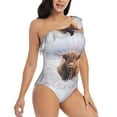 thumbnail image 3 of Gaeub Cow Women's One Shoulder Ruffle Tummy Control Swimwear for Swimming Surfing Beach Party - XX-Large, 3 of 8