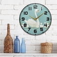 thumbnail image 3 of Yayeee Wall Clock for Living Room 9.5 inch Battery Operated Round with Holder, White Cartoon Swan, 3 of 7