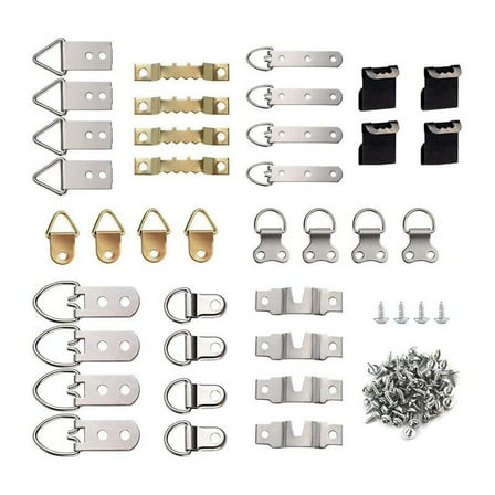 96Pcs/Set Picture Photo Frame Hanging Hooks with Screws Kit for Office Home Painting Hanger Assorted,Gold&Silver&Black