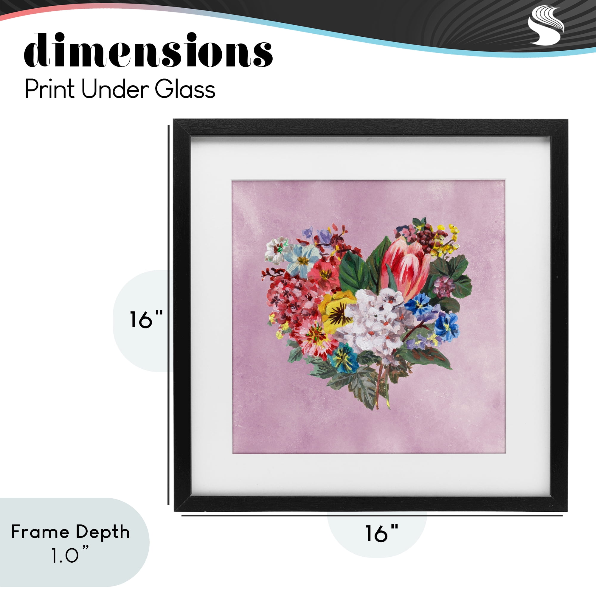 Stupell Industries Heart Shaped Garden Blooms Black Framed Print Under Glass, design by Melissa Wang