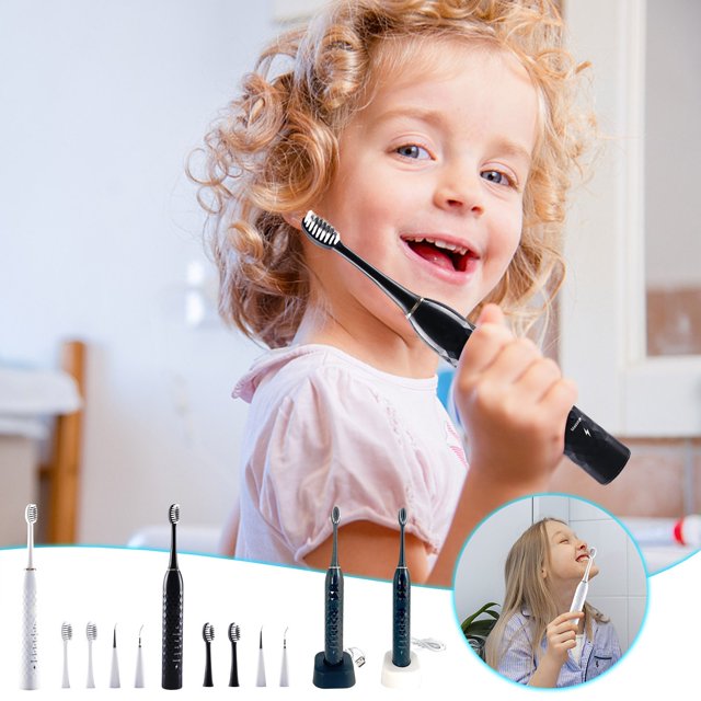 Ganfancp Cepillo de Dientes Elástico Adulto Doméstico Recargable Juego de Limpieza Multifuncional con Múltiples Cabezas de Cepillo Ofertas Flash Liquidación 2 Cabezales de Cepillado + 2 Cabezales Ras