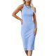 thumbnail image 1 of Vestido PRETTYGARDEN 2025 Ajustado Sin Mangas Midi Azul Claro Talle S, 1 of 7