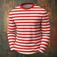 thumbnail image 4 of FRSASU Men's Shirt Striped Cotton Spandex Crewneck Long Sleeve Basic Pullover Casual Lightweight Loose Versatile Workout Tops Orange, 4 of 5