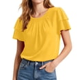 thumbnail image 6 of GigrtiJin Womens Short Sleeve T Shirts Pleated Baggy Basic T Shirts Casual Outdoor Pull On Round Neck Cropped Tees for Womens, 6 of 7