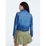 Free Assembly Women's Cropped Denim Jacket with Long Sleeves, Sizes XS-2XL