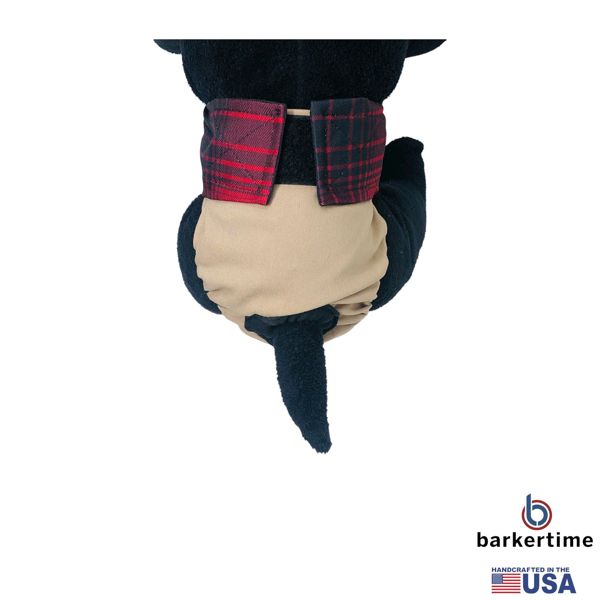 Barkertime Red Plaid on Brown Dog Diaper