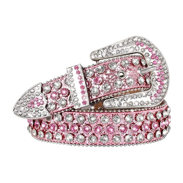 letairis Y2K Style Rhinestone Belt Western Rhinestone Belt For Y2K Fashionistas Rhinestones Belt Pink 125cm