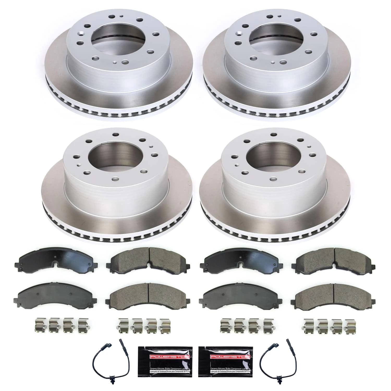 PowerStop Front and Rear Semi-Coated Rotor and Low-Dust Ceramic Brake Pad Kit SC8732