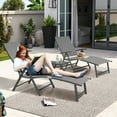 thumbnail image 4 of Crestlive Products Gray Outdoor Folding Patio Chaise Lounge Chair, Aluminum Recliners and Table Set, 4 of 9