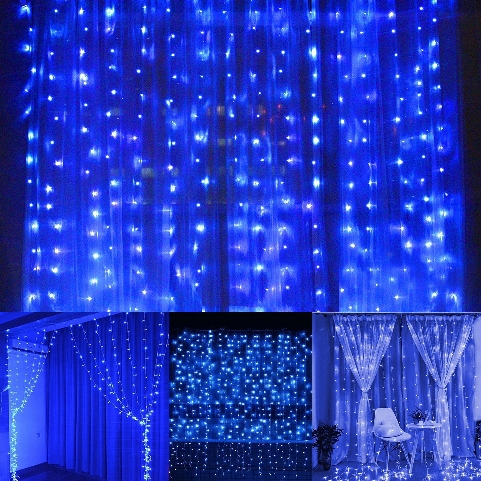 Window Curtain Icicle Lights, 304 LEDs String Fairy Starry Twinkle Stars Curtain Lights Indoor